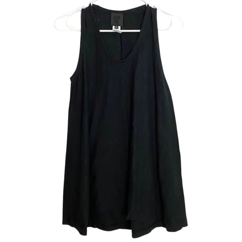 Anna Sui Tunic Womens Size Small Scoop Neck Trapeze Tank Top Black Shirt Jersey
